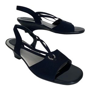 Life Stride Sandals Soft System Low Heel Sling Back Round Toe Navy Blue Women 11